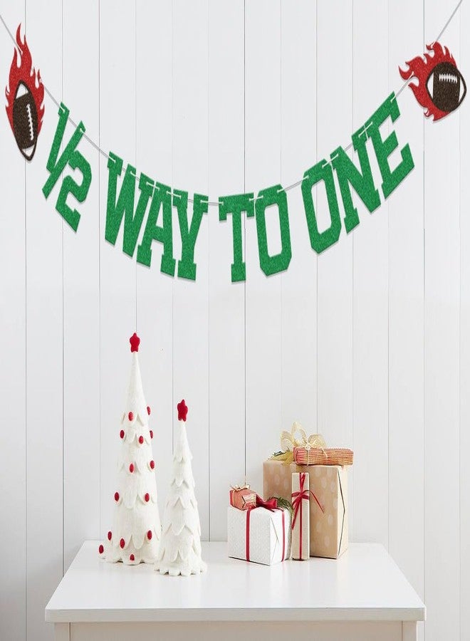 WFKLDF Football 1/2 Way to One Banner - 1/2 Birthday Decorations - Football Birthday Party Decorations Green - Image 4